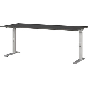 Image GERMANIA DOWNEY höhenverstellbarer Schreibtisch grafit rechteckig, C-Fuß-Gestell silber 180,0 x 80,0 cm