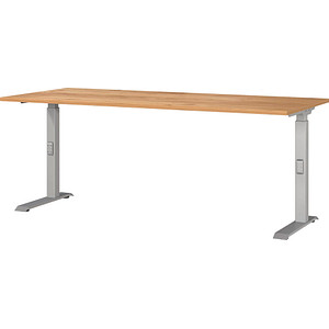 Image GERMANIA DOWNEY höhenverstellbarer Schreibtisch navarra-eiche rechteckig, C-Fuß-Gestell silber 180,0 x 80,0 cm