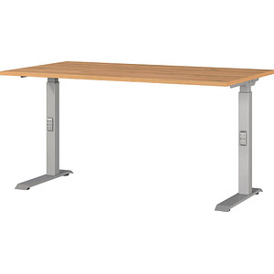 Image GERMANIA DOWNEY höhenverstellbarer Schreibtisch grandson-eiche rechteckig, C-Fuß-Gestell silber 140,0 x 80,0 cm