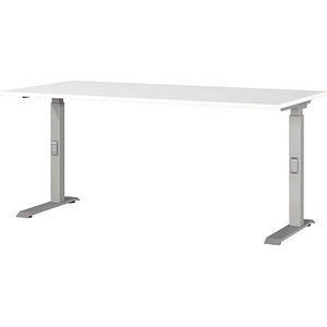 Image GERMANIA DOWNEY höhenverstellbarer Schreibtisch weiß rechteckig, C-Fuß-Gestell silber 160,0 x 80,0 cm