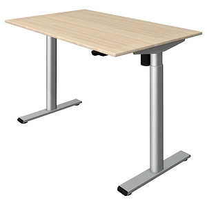 Image Kerkmann Move 1 base elektrisch höhenverstellbarer Schreibtisch ahorn rechteckig, T-Fuß-Gestell silber 120,0 x 80,0 cm