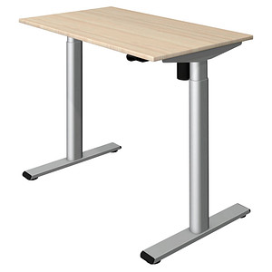 Image Kerkmann Move 1 base elektrisch höhenverstellbarer Schreibtisch ahorn rechteckig, T-Fuß-Gestell silber 100,0 x 60,0 cm