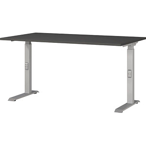 Image GERMANIA DOWNEY höhenverstellbarer Schreibtisch grafit rechteckig, C-Fuß-Gestell silber 140,0 x 80,0 cm