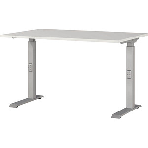 Image GERMANIA DOWNEY höhenverstellbarer Schreibtisch lichtgrau rechteckig, C-Fuß-Gestell silber 120,0 x 80,0 cm