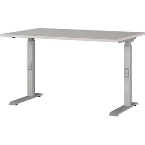 Image GERMANIA DOWNEY höhenverstellbarer Schreibtisch kaschmir rechteckig, C-Fuß-Gestell silber 120,0 x 80,0 cm
