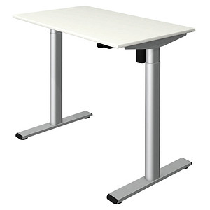 Image Kerkmann Move 1 base elektrisch höhenverstellbarer Schreibtisch weiß rechteckig, T-Fuß-Gestell silber 100,0 x 60,0 cm