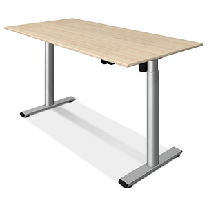 Image Kerkmann Move 1 base elektrisch höhenverstellbarer Schreibtisch ahorn rechteckig, T-Fuß-Gestell silber 180,0 x 80,0 cm