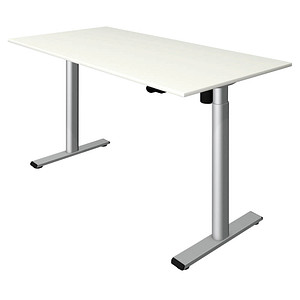 Image Kerkmann Move 1 base elektrisch höhenverstellbarer Schreibtisch weiß rechteckig, T-Fuß-Gestell silber 180,0 x 80,0 cm