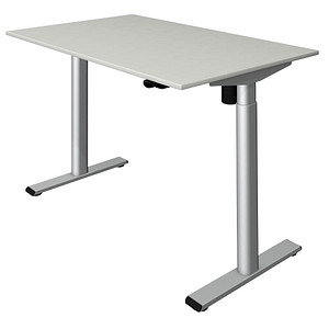 Image Kerkmann Move 1 base elektrisch höhenverstellbarer Schreibtisch lichtgrau rechteckig, T-Fuß-Gestell silber 120,0 x 80,0 cm