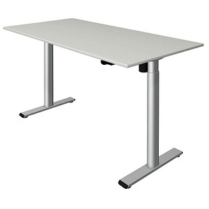 Image Kerkmann Move 1 base elektrisch höhenverstellbarer Schreibtisch lichtgrau rechteckig, T-Fuß-Gestell silber 180,0 x 80,0 cm