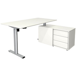 Image Kerkmann Move 1 base elektrisch höhenverstellbarer Schreibtisch weiß rechteckig, T-Fuß-Gestell silber 150,0 x 80,0 cm