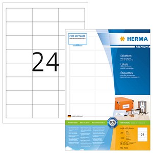 Image HERMA Etik. Premium A4 weiß 64,6x33,8   mm Papier 4800 St.