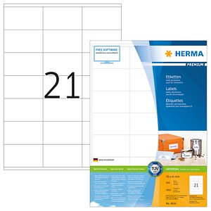 Image HERMA Etiketten Premium A4 weiß 70x41    mm Papier 4200 St.