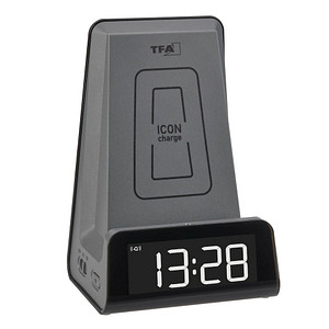 Image TFA® digitaler Wecker 60.2033 ICONcharge schwarz Kunststoff 107,0 x 83,0 mm