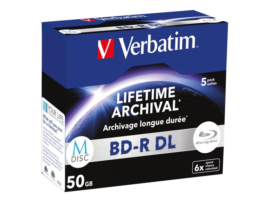 Image VERBATIM 43846 M-Disc BD-R Blu-Ray 6x Jewel Case 50GB, 5 Stück