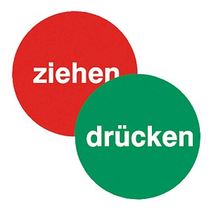 Image SafetyMarking® Hinweisaufkleber Drücken + Ziehen rund 10,0 cm