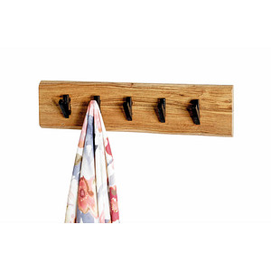 Image HAKU Möbel Wandgarderobe 52979 akazie Holz 5 Haken 60,0 x 15,0 cm