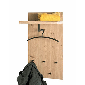 Image HAKU Möbel Wandgarderobe 54439 eiche Holz 5 Haken 48,0 x 90,0 cm