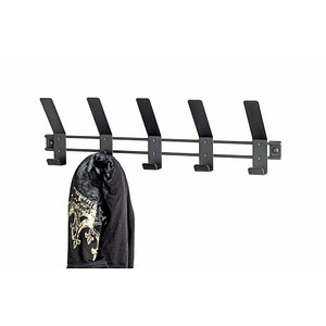 Image HAKU Möbel Wandgarderobe 54534 schwarz Metall 5 Haken 52,0 x 14,0 cm