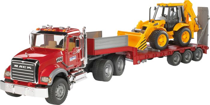 Image MACK Granite LKW , Tieflader +Bagger