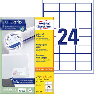 Image ZWECKFORM AVERY QuickPEEL Universal-Etiketten, 64,6x33,8 mm weiß, Rand rundum, 