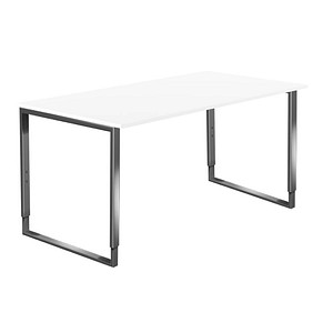 Image Kerkmann Yukon höhenverstellbarer Schreibtisch weiß rechteckig, Kufen-Gestell silber 160,0 x 80,0 cm