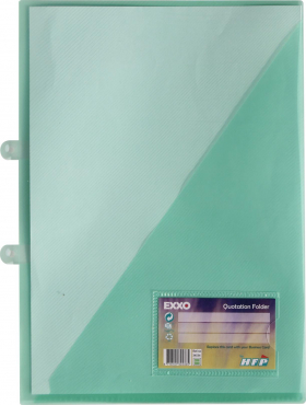 Image EXXO by HFP Angebotsmappen A4 / Einlegemappen / Sichttaschen A4, aus PP, mit Abheftvorrichtung, Visitenkartenhalter und Innentasche, Farbe: transparent grün- 10 Stück