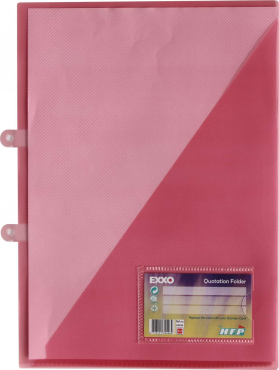 Image EXXO by HFP Angebotsmappen A4 / Einlegemappen / Sichttaschen A4, aus PP, mit Abheftvorrichtung, Visitenkartenhalter und Innentasche, Farbe: transparent rot- 10 Stück