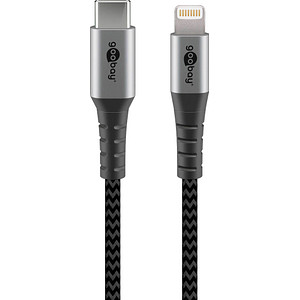 Image goobay Lightning/USB C Kabel 2,0 m grau, schwarz