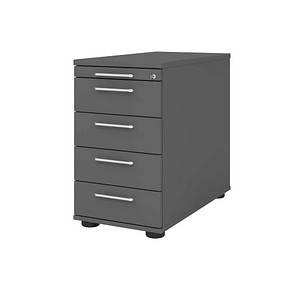 Image HAMMERBACHER Solid Standcontainer grafit 5 Auszüge 42,8 x 80,0 x 72,0 - 76,0 cm