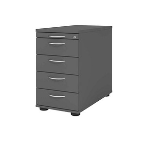 Image HAMMERBACHER Solid SC50 Standcontainer grafit 5 Auszüge 42,8 x 80,0 x 72,0 - 76,0 cm