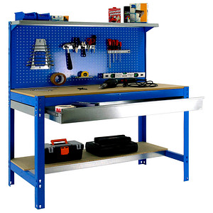 Image Simonrack Werkbank-Set SIMONWORK BT3 BOX blau 1 Schublade 121,0 x 61,0 x 144,5 cm
