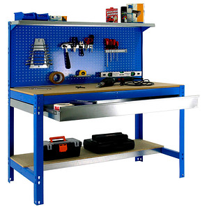 Image Simonrack Werkbank-Set SIMONWORK BT3 BOX blau 1 Schublade 151,0 x 61,0 x 144,5 cm