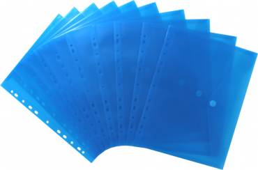 Image Dokumententaschen Sammelmappen Sichttaschen A4 transparent blau - Dokumentenmappe zum Abheften mit EURO-Lochung, Abheftrand, Klappe und Klettverschluss - 10 Stück