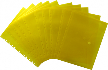 Image Dokumententaschen Sammelmappen Sichttaschen A4 quer transparent gelb - Dokumentenmappe zum Abheften mit EURO-Lochung, Abheftrand, Klappe und Klettverschluss - 10 Stück