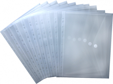 Image Dokumententaschen Sammelmappen Sichttaschen A4 transparent natur - Dokumentenmappe zum Abheften mit EURO-Lochung, Abheftrand, Klappe und Klettverschluss - 10 Stück