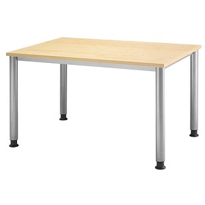 Image HAMMERBACHER HS12 höhenverstellbarer Schreibtisch ahorn rechteckig 4-Fuß-Gestell silber 120,0 x 80,0 cm