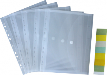 Image Dokumententaschen A4 mit umlaufender Dehnfalte u. Klettverschluss, transparent farblos, mit 20 mm Füllhöhe, aus PP - 5 Stück