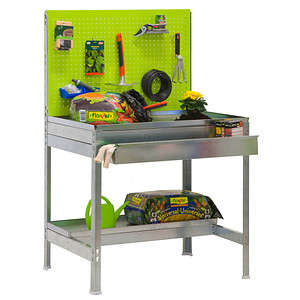 Image Simonrack Pflanztisch SIMONGARDEN silber, grün 120,0 x 60,0 x 144,5 cm