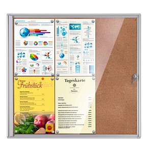 Image Showdown® Displays Schaukasten Economy XS Kork silber 6x DIN A4