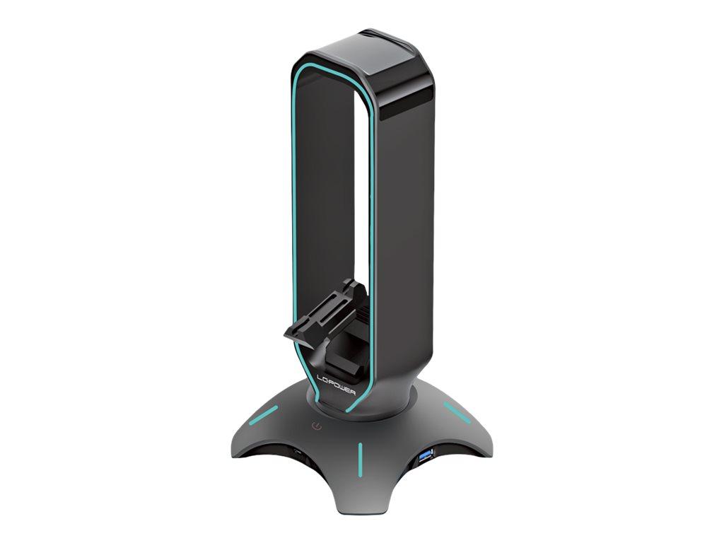 Image LC-POWER Headset LC-Power Headset-Ständer LC-HUB-HEAD-BUNGEE (2xUSB3) retail