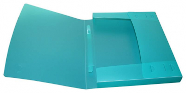 Image EXXO by HFP Dokumentenbox / Sammelbox / Aufbewahrungsbox A4 quer, aus PP, mit Tragegriff und Steckverschluss, Farbe: transparent türkis - 1 Stück