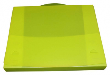 Image EXXO by HFP Dokumentenbox / Sammelbox / Aufbewahrungsbox A4 quer, aus PP, mit Tragegriff und Steckverschluss, Farbe: transparent limone - 1 Stück