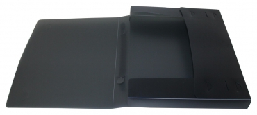 Image EXXO by HFP Dokumentenbox / Sammelbox / Aufbewahrungsbox A4 quer, aus PP, mit Tragegriff und Steckverschluss, Farbe: transparent schwarz - 1 Stück