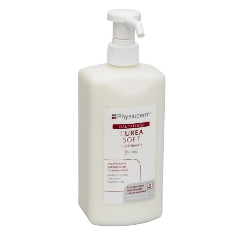 Image Physioderm® CUREA SOFT unparfümiert | 500 ml Pumpflasche Hautpflegecreme für stark belastete und trockene Haut, für nach der Arbeit