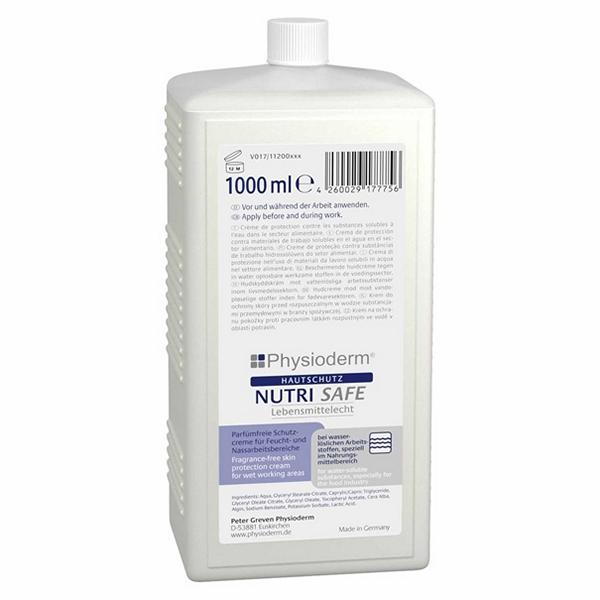 Image Physioderm® NUTRI SAFE | 1000 ml Euroflasche Hautschutzcreme beim Umgang mit wasserlöslichen Arbeitstoffen, speziell im Nahrungsmittelbereich
