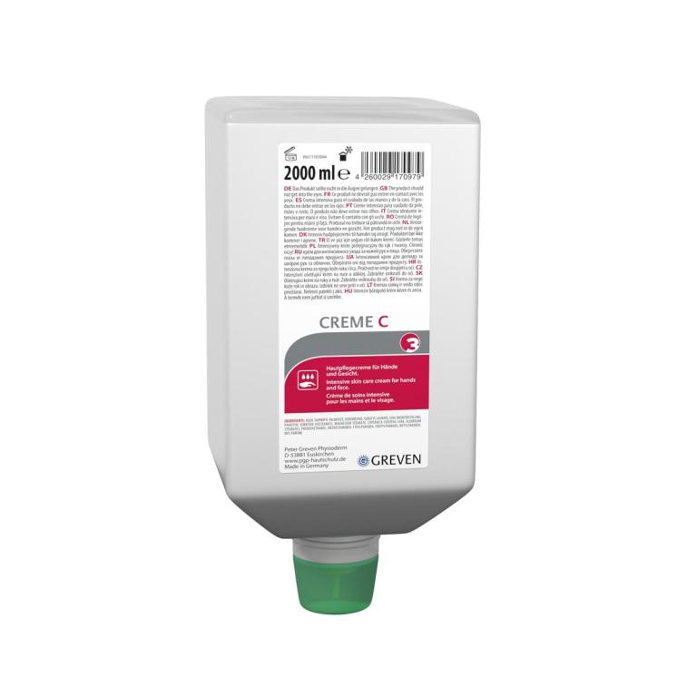 Image GREVEN® CREME C | 2 Liter Varioflasche Hautpflegecreme für Hände und Gesicht nach der Arbeit, geeignet für sehr trockene und extrem beanspruchte Haut