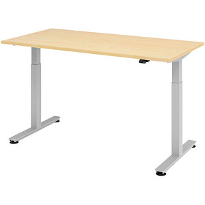 Image HAMMERBACHER XMST16 höhenverstellbarer Schreibtisch ahorn rechteckig T-Fuß-Gestell silber 160,0 x 80,0 cm