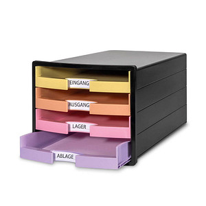 Image HAN Schubladenbox IMPULS, 4 offene Schübe, schwarz/pastell