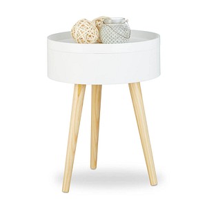 Image relaxdays Beistelltisch Holz weiß 38,0 x 38,0 x 50,0 cm